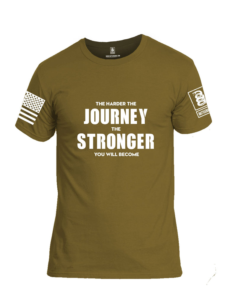 Battleraddle The Harder The Journey The Stronger You Will Become White Sleeves Men Cotton Crew Neck T-Shirt