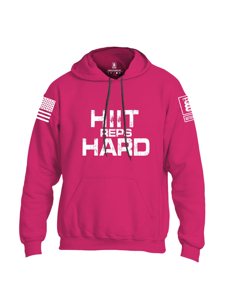 Battleraddle Hiit Reps Hard White Sleeves Uni Cotton Blended Hoodie With Pockets