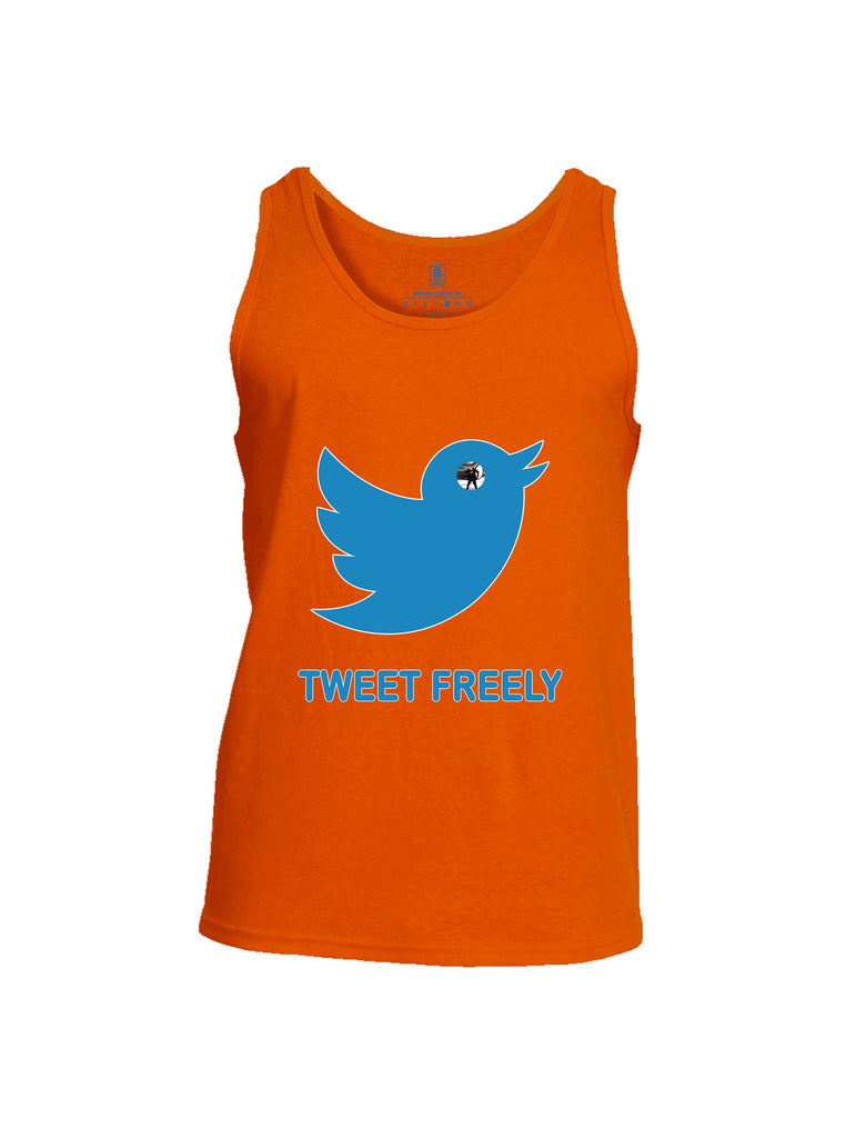 Battleraddle Tweet Freely Mid Blue Sleeves Men Cotton Cotton Tank Top