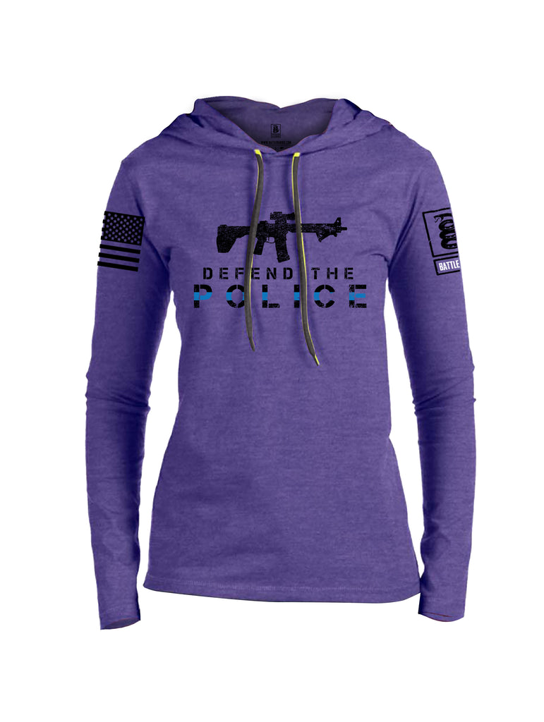 Battleraddle Defend The Police White {sleeve_color} Sleeves Women Cotton Thin Cotton Lightweight Hoodie