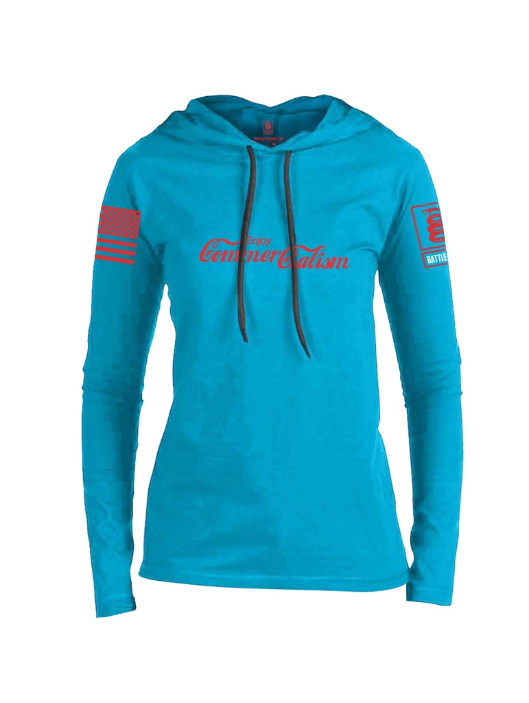 Battleraddle Enjoy Commercialism {sleeve_color} Sleeves Women Cotton Thin Cotton Lightweight Hoodie