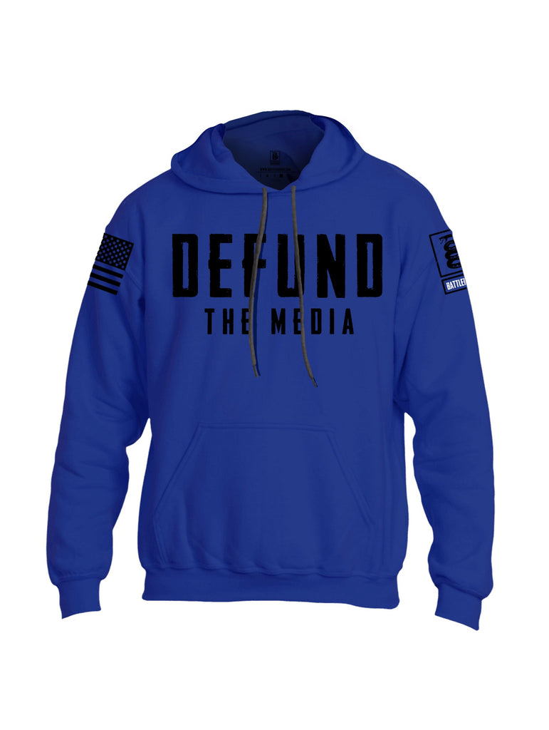 Battleraddle Defund The Media Black Sleeves Uni Cotton Blended Hoodie With Pockets