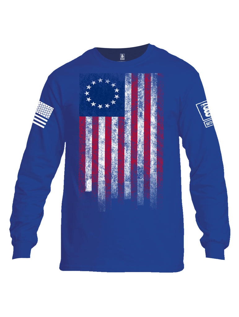 Battleraddle Thirteen Colonies Flag Men Cotton Crew Neck Long Sleeve T Shirt