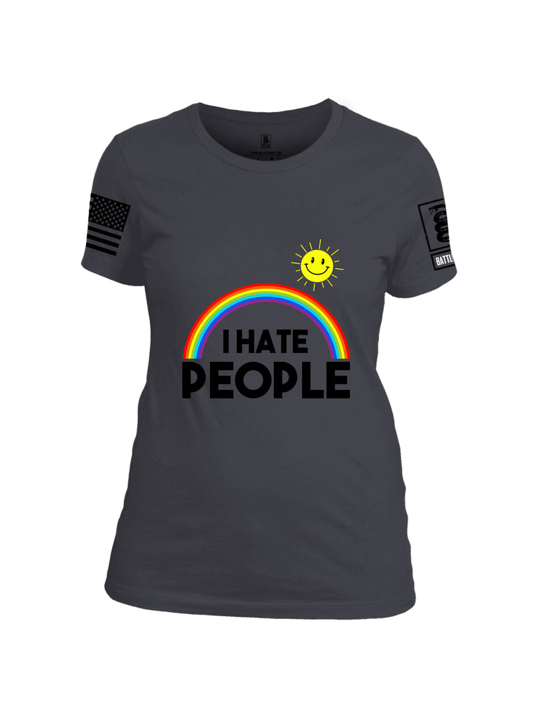 Battleraddle I Hate People {sleeve_color} Sleeves Women Cotton Crew Neck T-Shirt