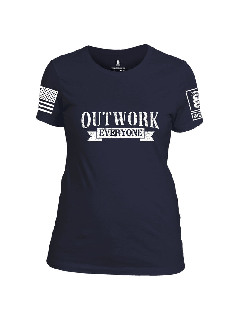 Battleraddle Outwork Everyone White Sleeves Women Cotton Crew Neck T-Shirt