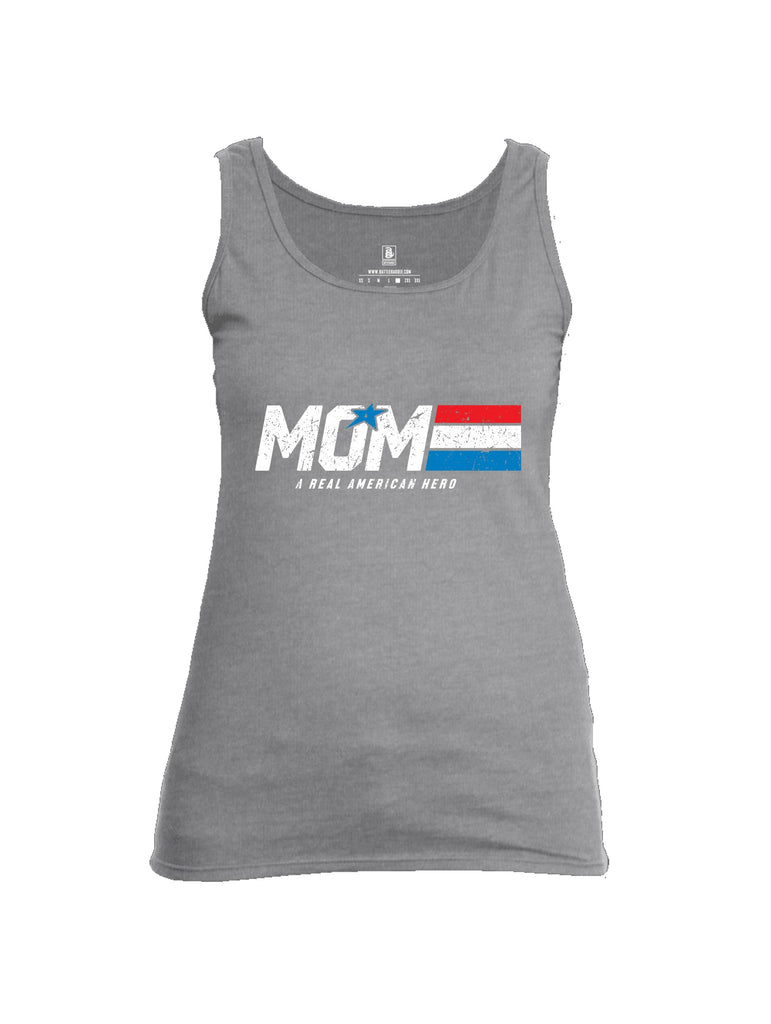 Battleraddle Mom A Real American Hero White Sleeves Women Cotton Cotton Tank Top