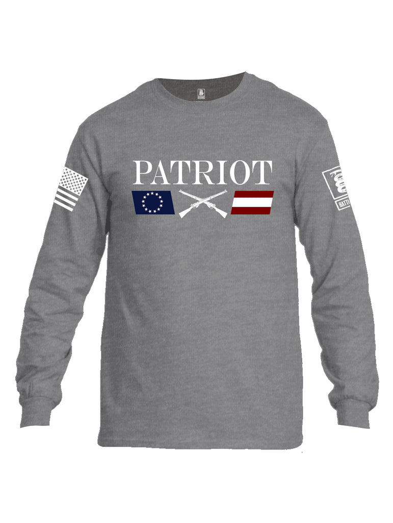 Battleraddle Patriot Rifle Flag White {sleeve_color} Sleeves Men Cotton Crew Neck Long Sleeve T Shirt