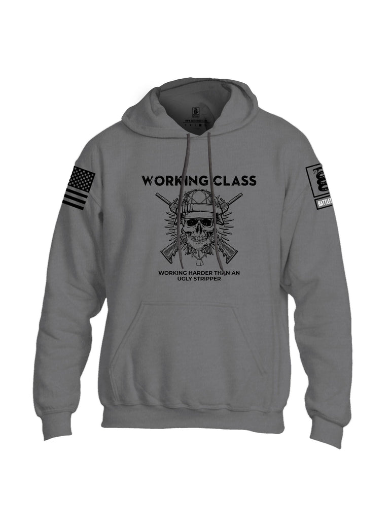 Battleraddle Working Class Black Sleeves Uni Cotton Blended Hoodie With Pockets