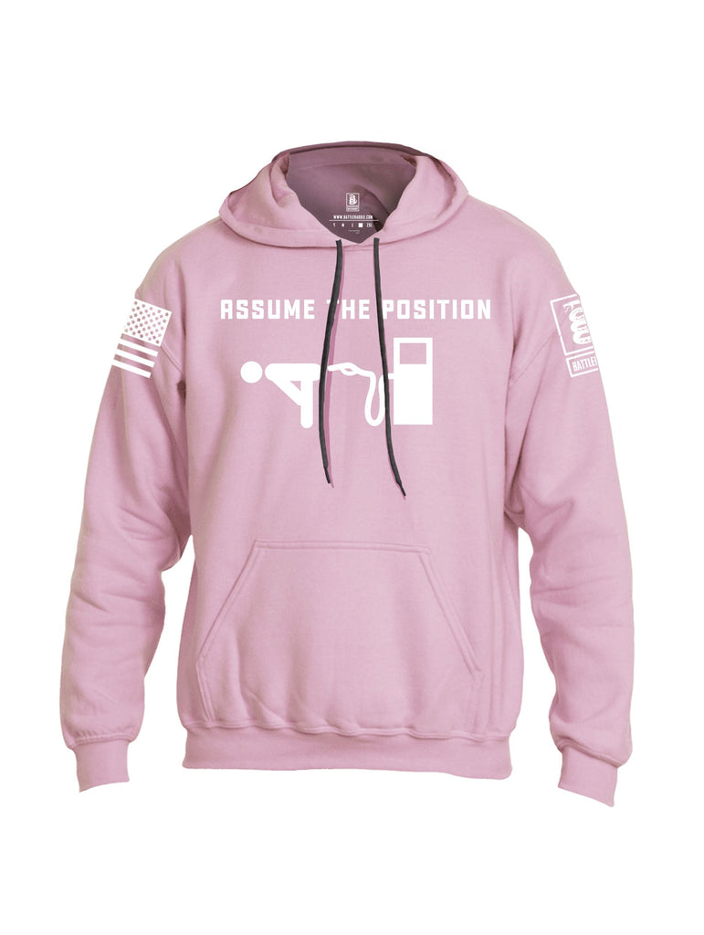 Battleraddle Assume The Position White Sleeves Uni Cotton Blended Hoodie With Pockets