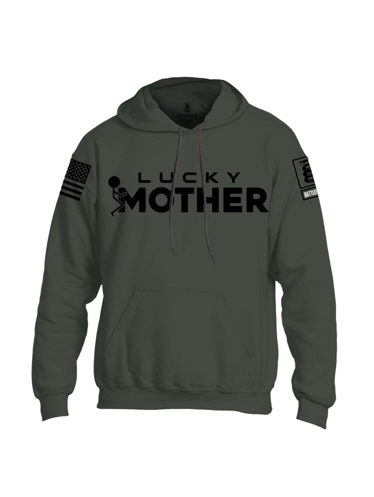 Battleraddle Lucky Mother Black Sleeves Uni Cotton Blended Hoodie With Pockets