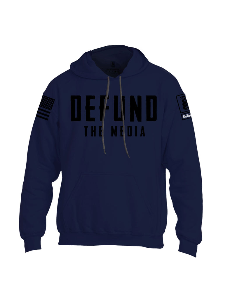 Battleraddle Defund The Media Black Sleeves Uni Cotton Blended Hoodie With Pockets