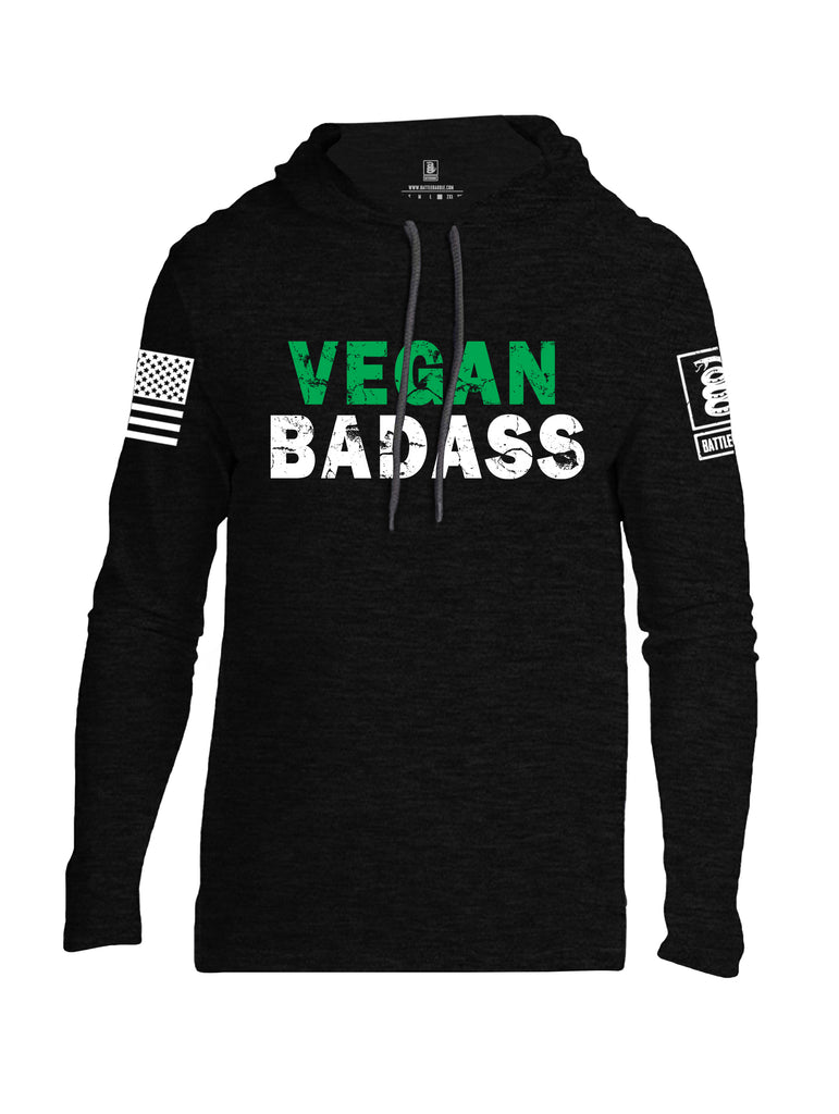 Battleraddle Vegan Badass White {sleeve_color} Sleeves Men Cotton Thin Cotton Lightweight Hoodie