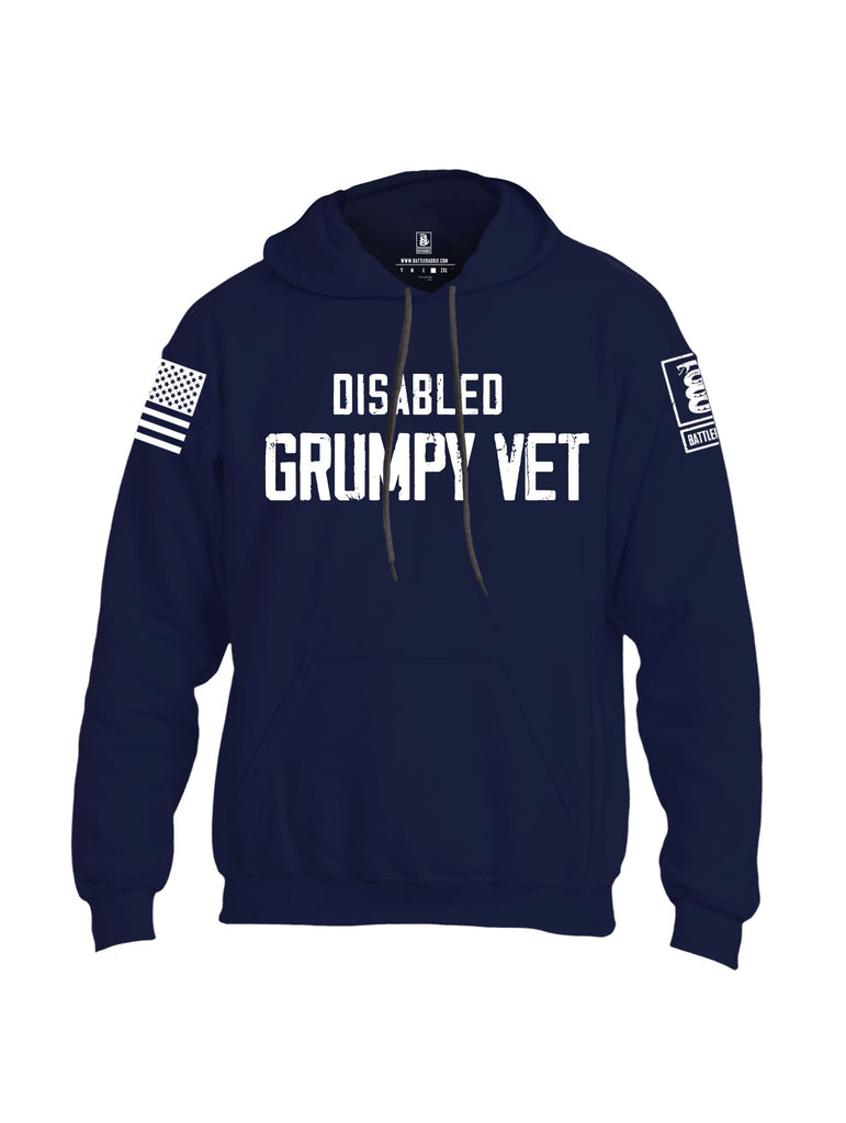 Battleraddle Disabled Grumpy Vet  White Sleeves Uni Cotton Blended Hoodie With Pockets