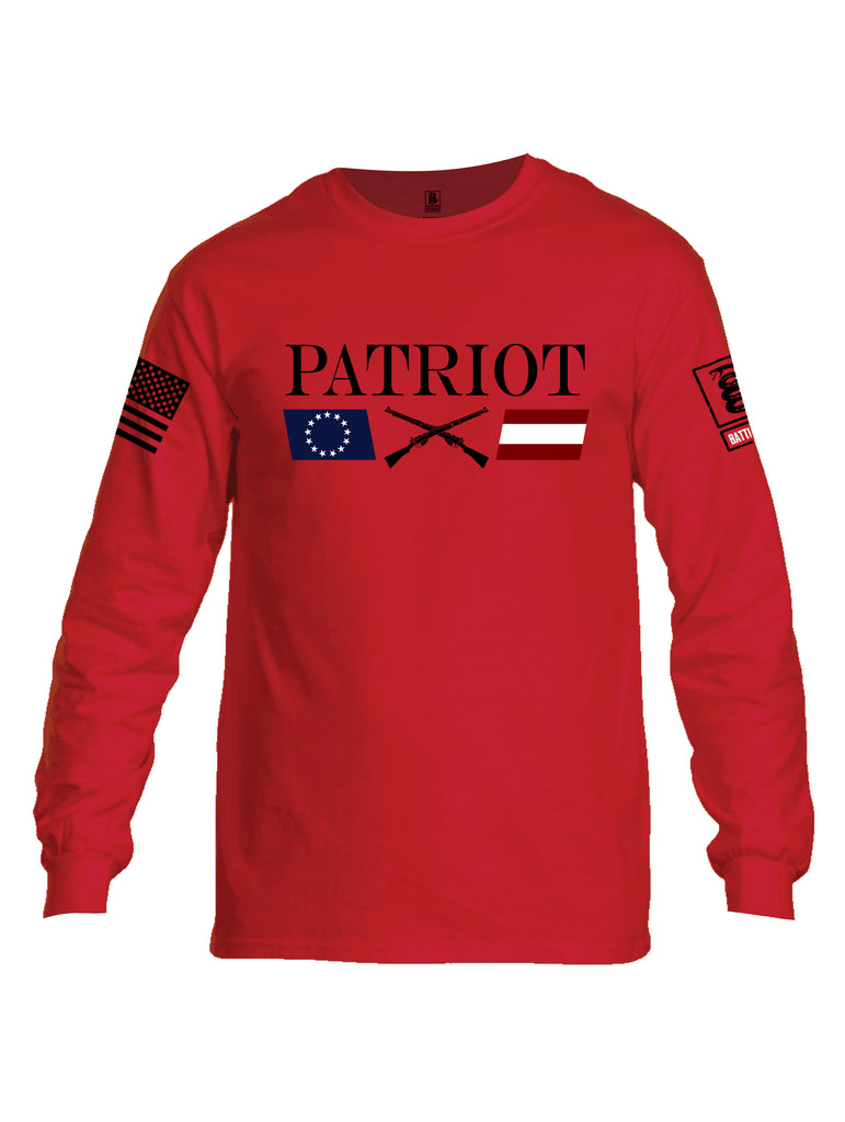 Battleraddle Patriot Rifle Flag Black {sleeve_color} Sleeves Men Cotton Crew Neck Long Sleeve T Shirt