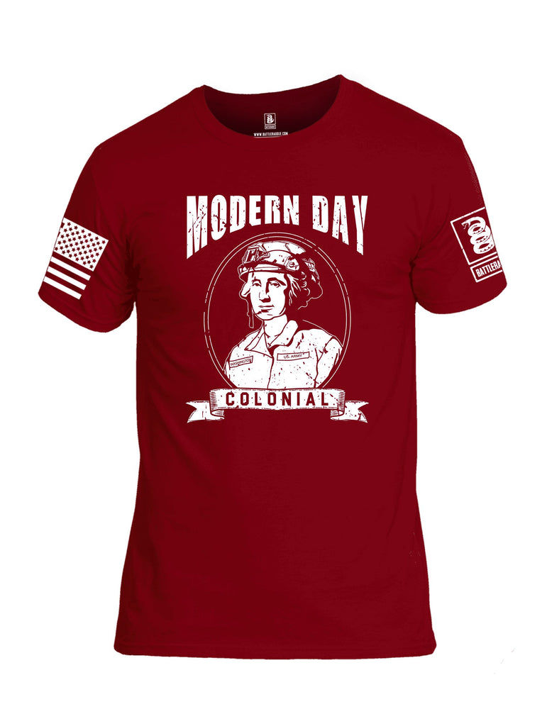Battleraddle Modern Day Colonial White Sleeves Men Cotton Crew Neck T-Shirt