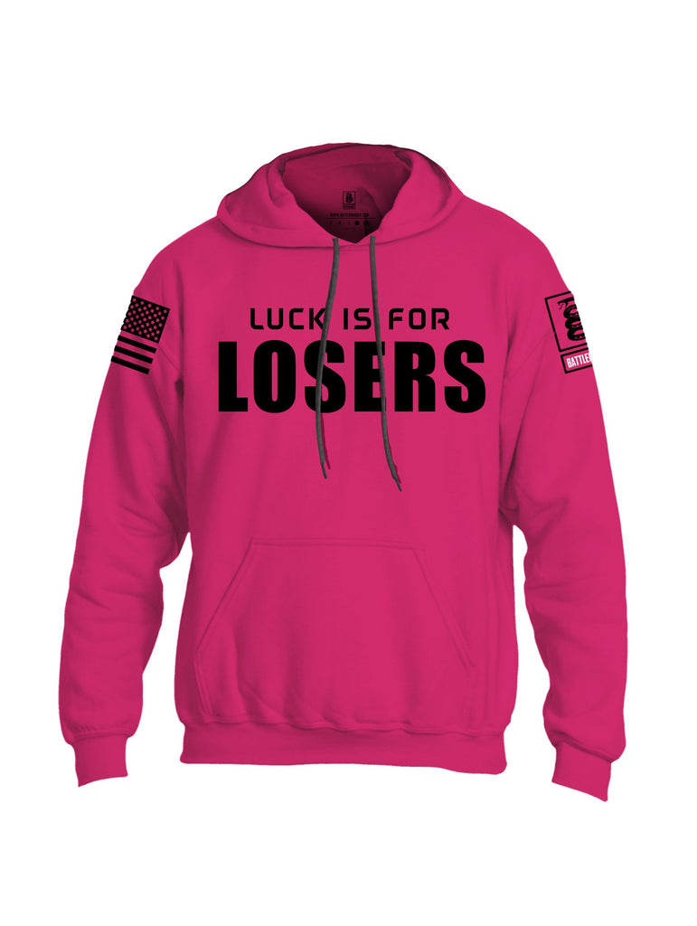 Battleraddle Luck Is For Losers Black Sleeves Uni Cotton Blended Hoodie With Pockets