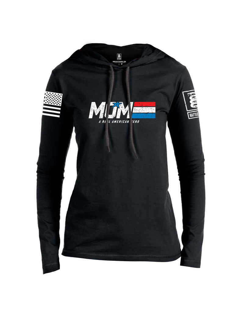 Battleraddle Mom A Real American Hero White Sleeves Women Cotton Thin Cotton Lightweight Hoodie