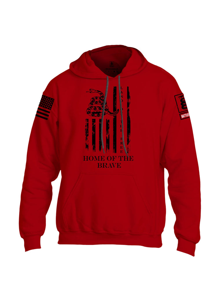 Battleraddle Land Of The Free Home Of The Brave Black Sleeves Uni Cotton Blended Hoodie With Pockets