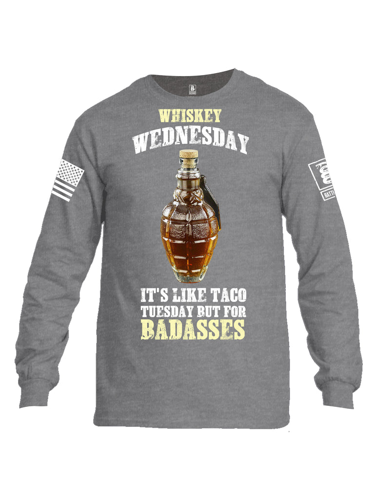 Battleraddle Whiskey Wednesday Is Like Taco Tuesday But For Badasses {sleeve_color} Sleeves Men Cotton Crew Neck Long Sleeve T Shirt