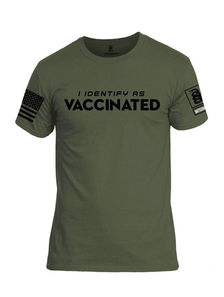 Battleraddle I Identify As Vaccinated Black Sleeves Men Cotton Crew Neck T-Shirt