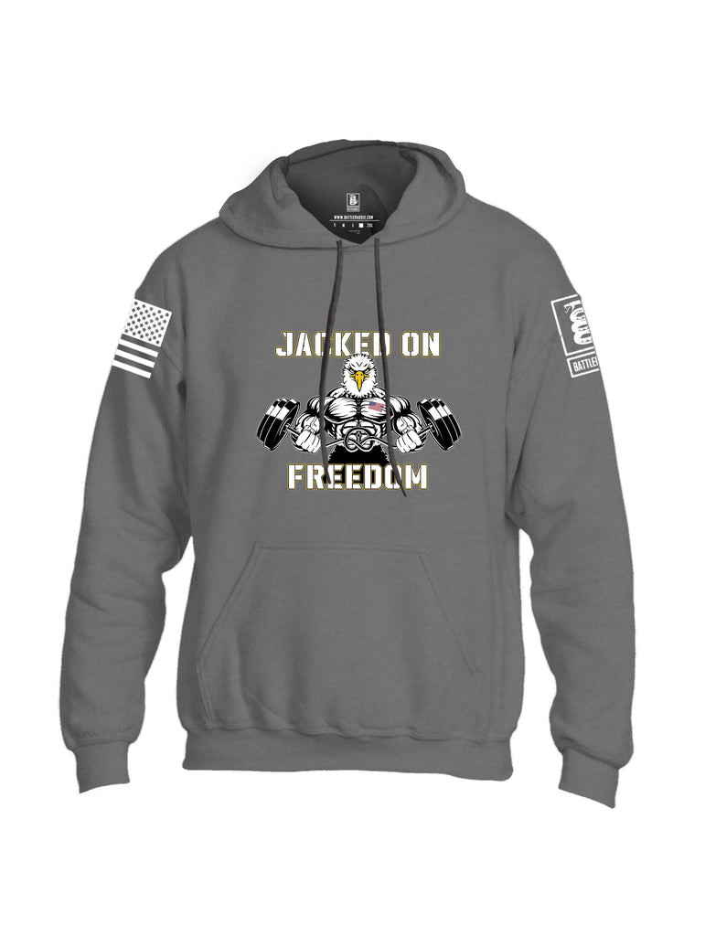 Battleraddle Jacked On Freedom White Sleeves Uni Cotton Blended Hoodie With Pockets