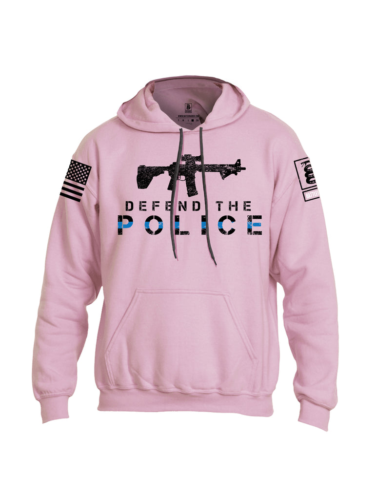 Battleraddle Defend The Police White {sleeve_color} Sleeves Uni Cotton Blended Hoodie With Pockets