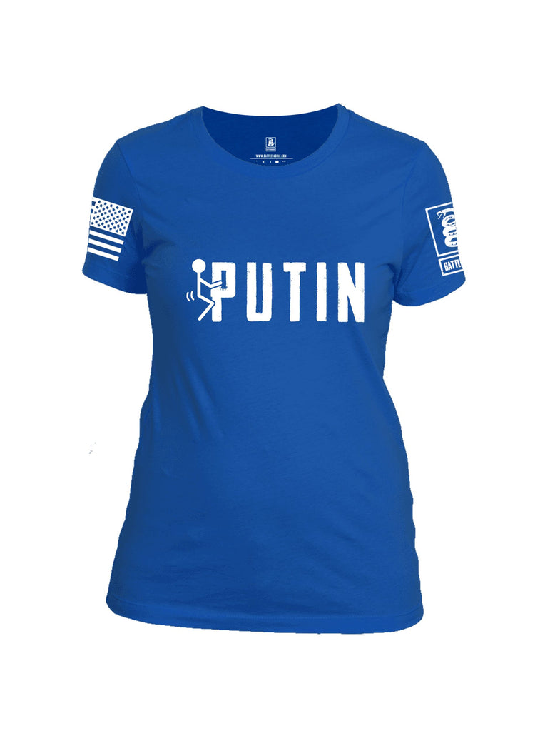 Battleraddle Fuck Putin White Sleeves Women Cotton Crew Neck T-Shirt