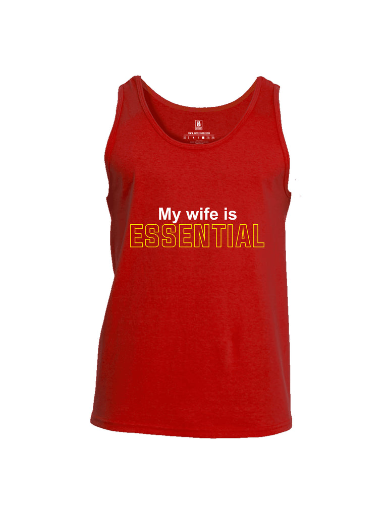 Battleraddle My Wife Is Essential {sleeve_color} Sleeves Men Cotton Cotton Tank Top