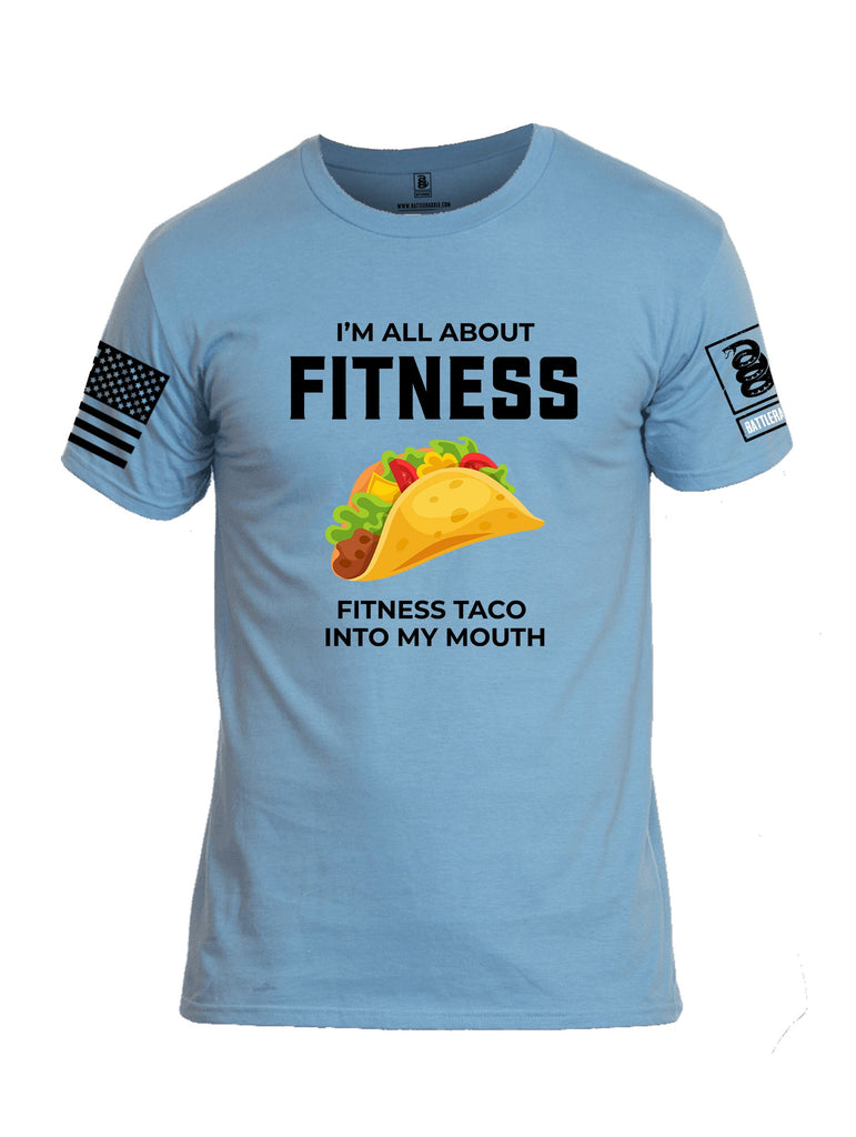 Battleraddle I'M All About Fitness Fitness Taco Into My Mouth Black Sleeves Men Cotton Crew Neck T-Shirt