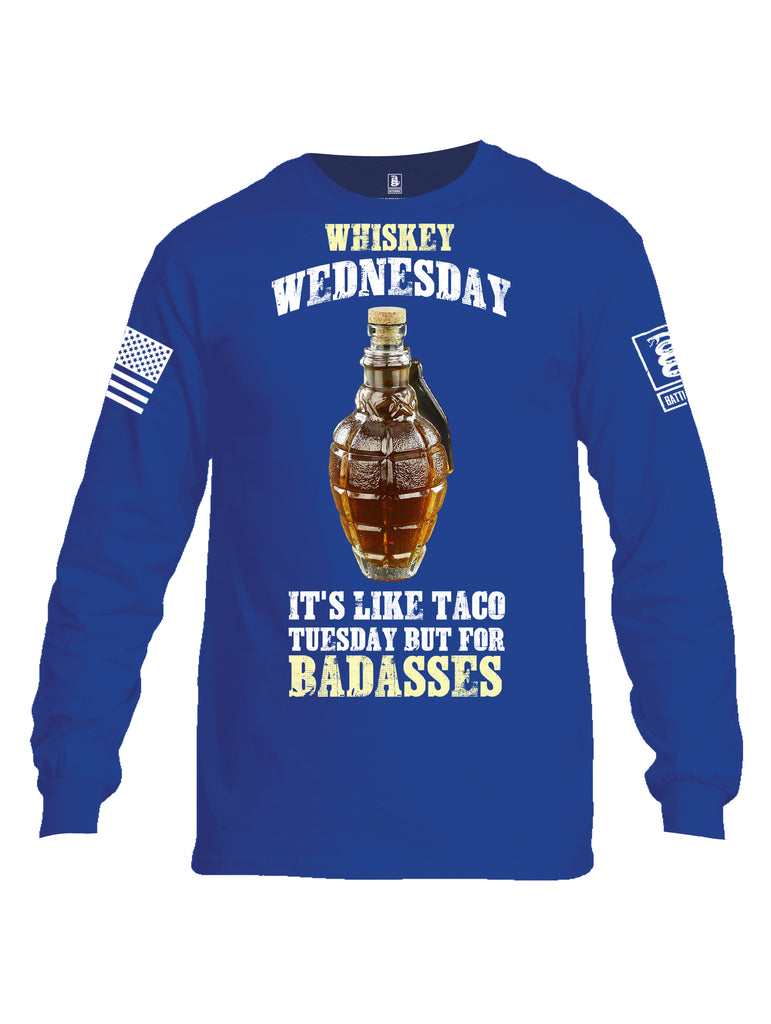 Battleraddle Whiskey Wednesday Is Like Taco Tuesday But For Badasses {sleeve_color} Sleeves Men Cotton Crew Neck Long Sleeve T Shirt
