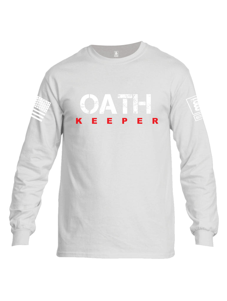 Battleraddle Oath Keeper White {sleeve_color} Sleeves Men Cotton Crew Neck Long Sleeve T Shirt