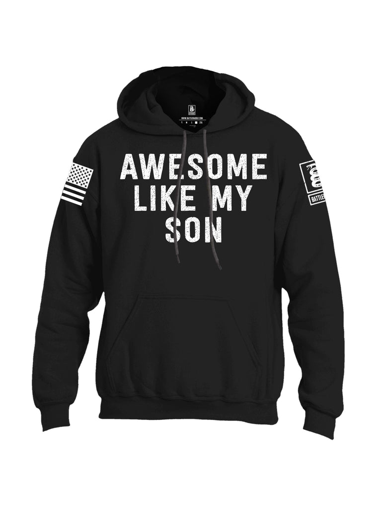 Battleraddle Awesome Like My Son White Sleeves Uni Cotton Blended Hoodie With Pockets