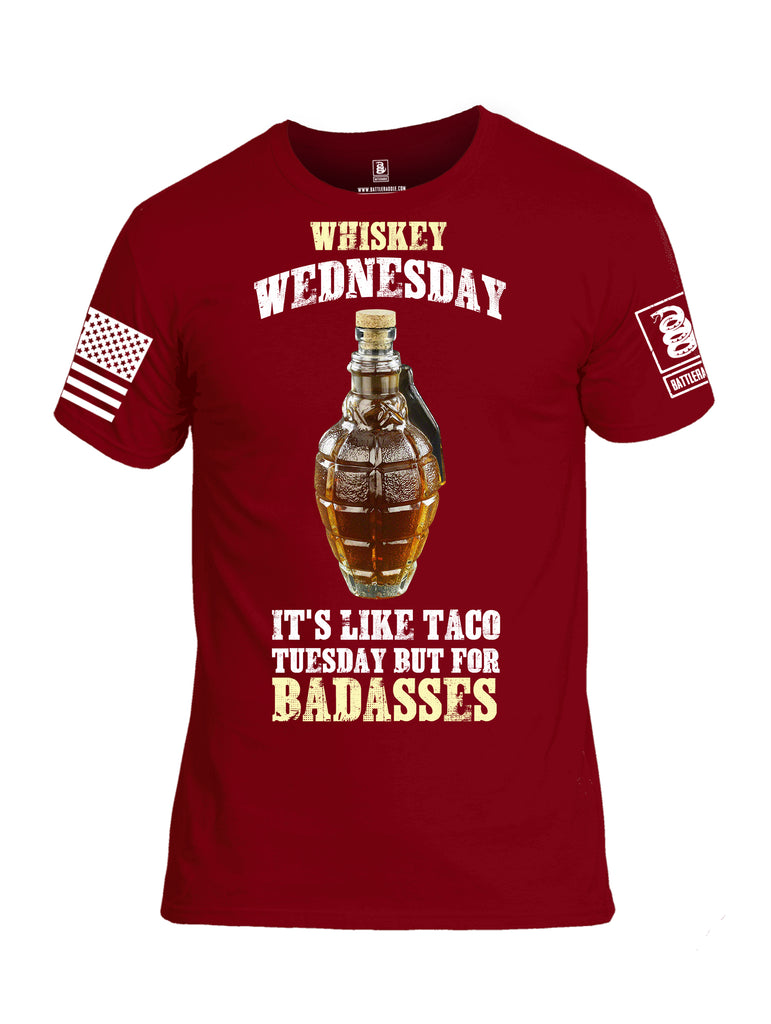 Battleraddle Whiskey Wednesday Is Like Taco Tuesday But For Badasses {sleeve_color} Sleeves Men Cotton Crew Neck T-Shirt