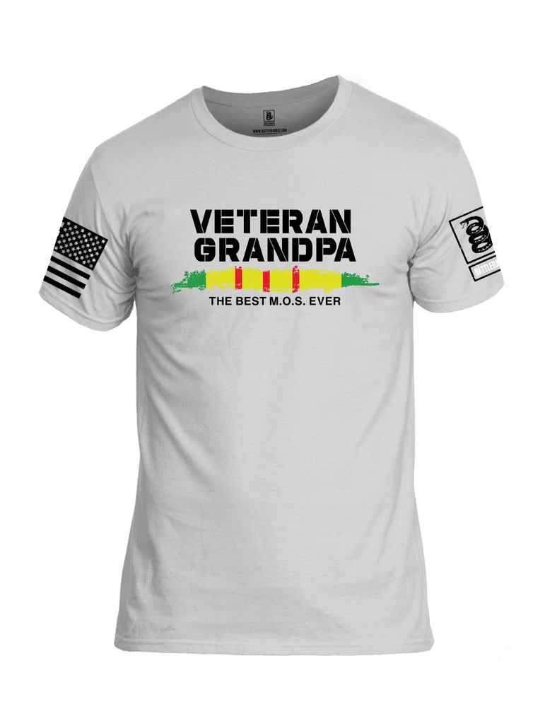 Battleraddle Veteran Grandpa Black Sleeves Men Cotton Crew Neck T-Shirt