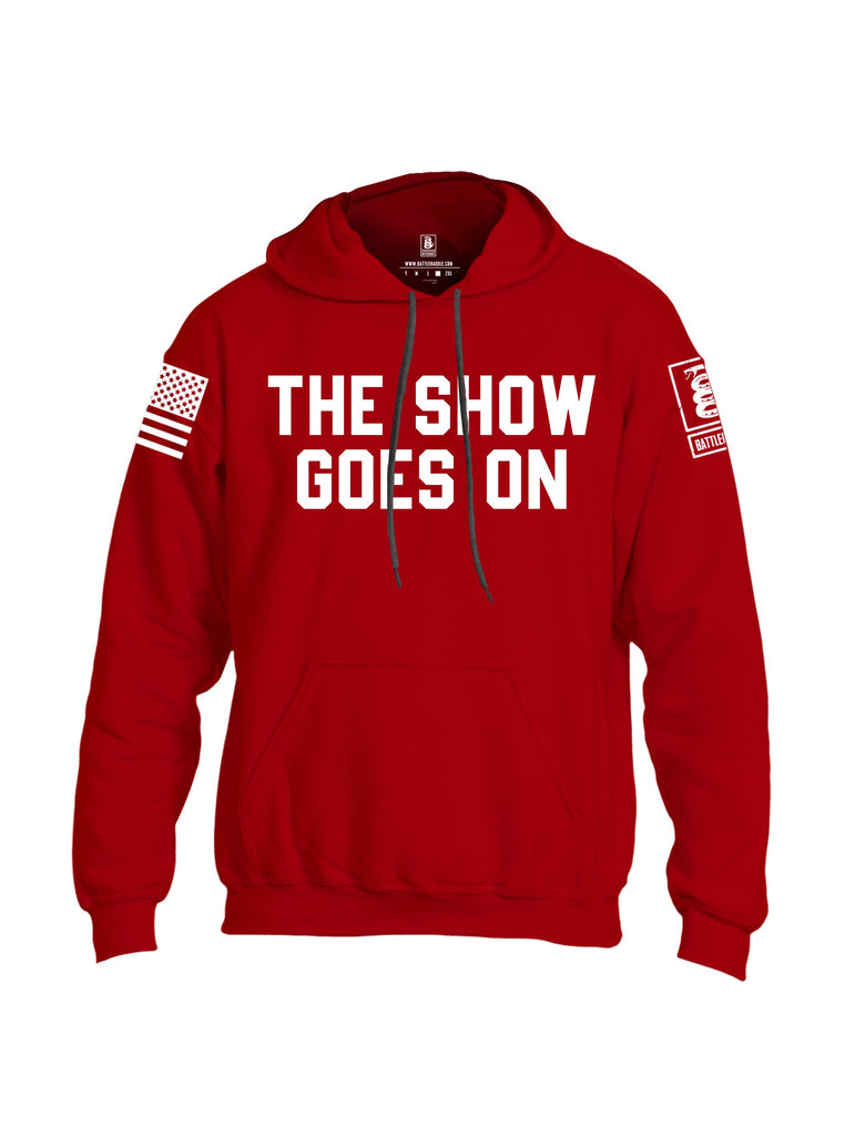 Battleraddle The Show Goes On White Sleeves Uni Cotton Blended Hoodie With Pockets
