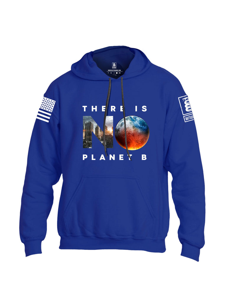Battleraddle There Is No Planet B White Sleeves Uni Cotton Blended Hoodie With Pockets