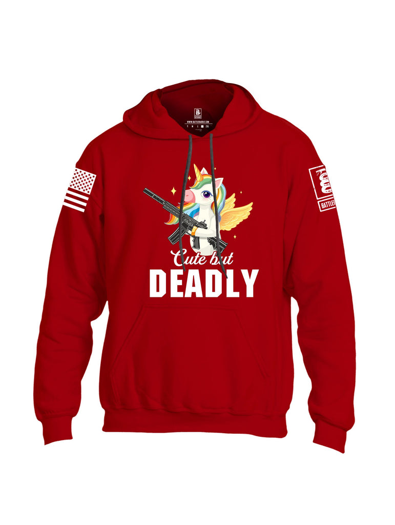 Battleraddle Cute But Deadly White Sleeves Uni Cotton Blended Hoodie With Pockets