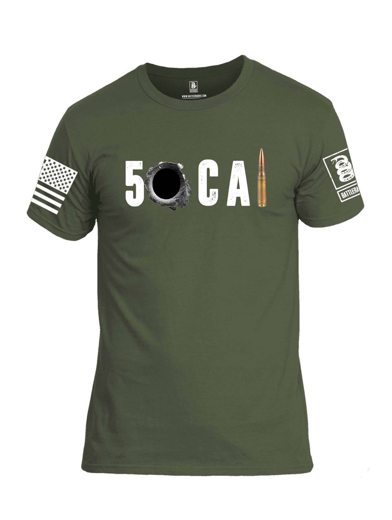 Battleraddle 50 CAL Bullet White Sleeve Print Mens Cotton Crew Neck T Shirt shirt|custom|veterans|Apparel-Mens T Shirt-cotton