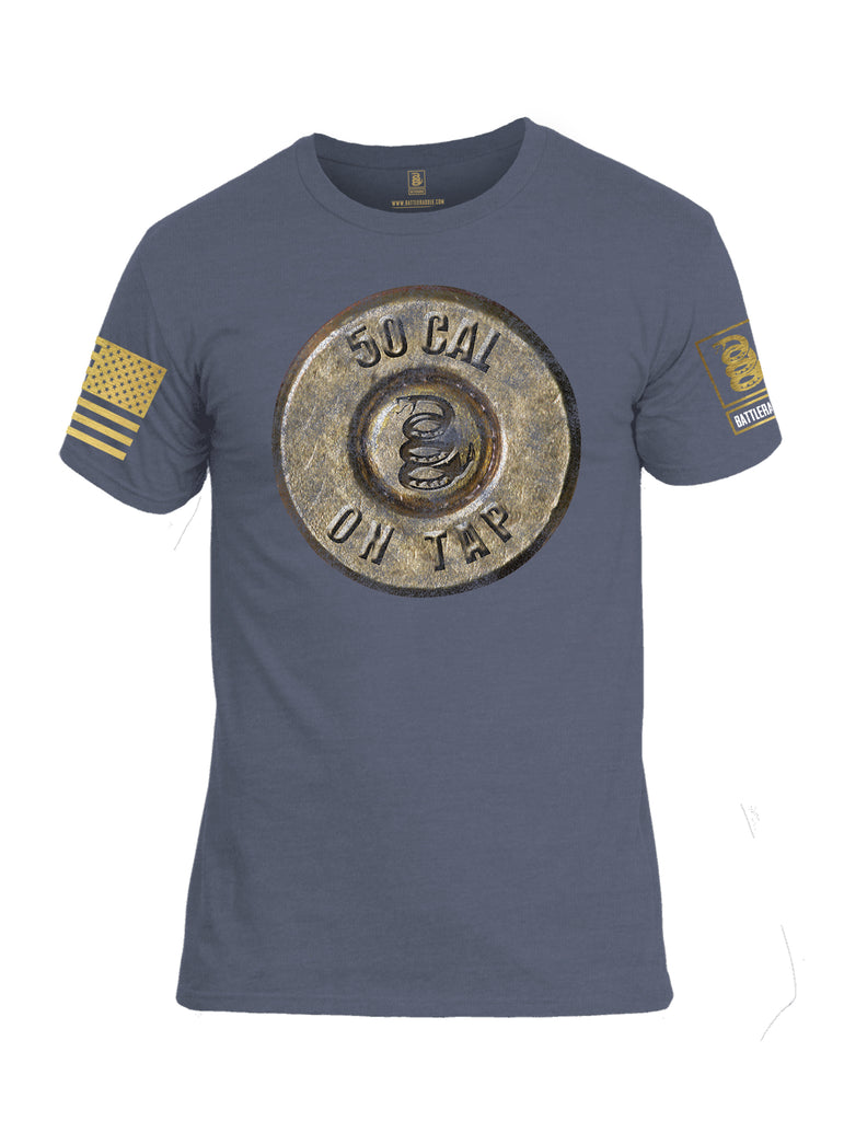 Battleraddle 50 Cal On Tap Brass Sleeve Print Mens Cotton Crew Neck T Shirt