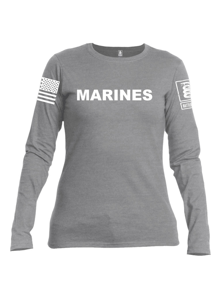 Battleraddle Marines {sleeve_color} Sleeves Women Cotton Crew Neck Long Sleeve T Shirt