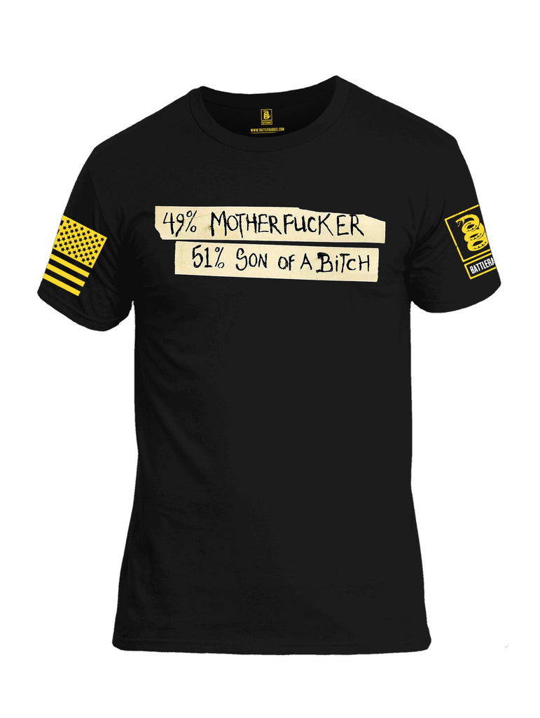 Battleraddle 49% Motherfucker 51% Son Of A Bitch  {sleeve_color} Sleeves Men Cotton Crew Neck T-Shirt