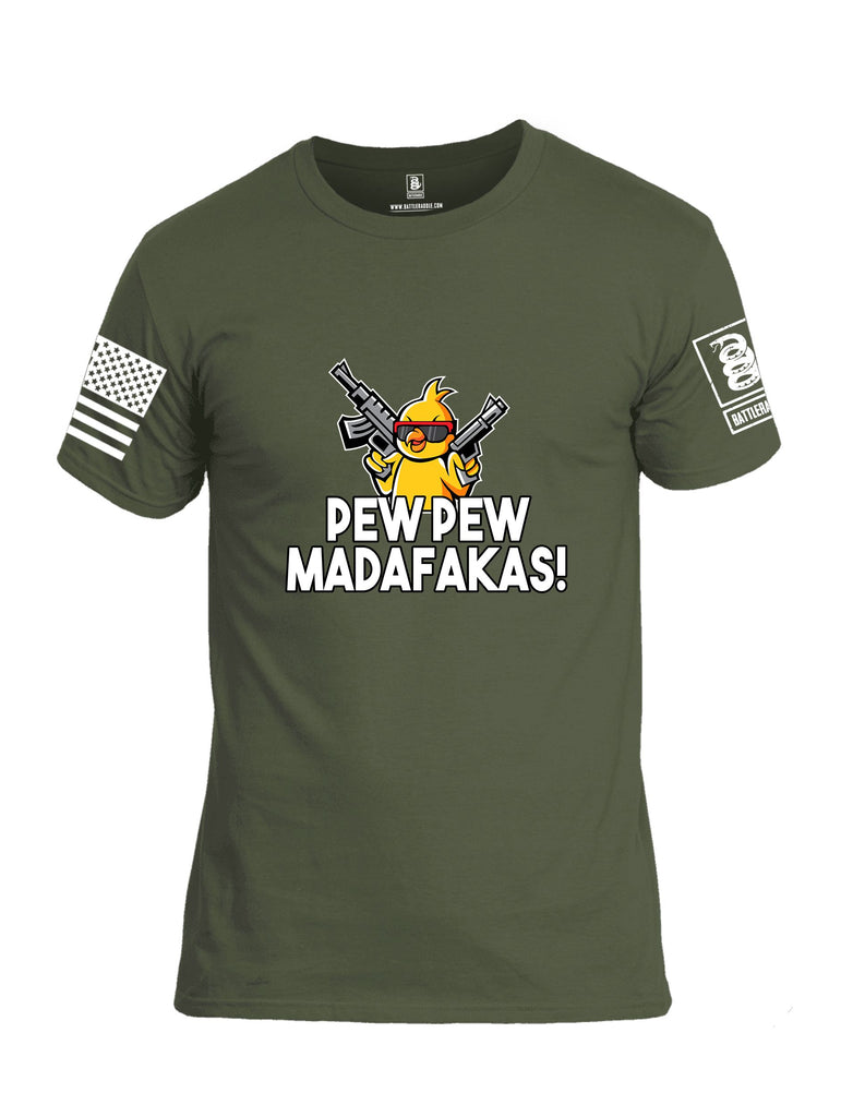 Battleraddle Pew Pew Madafakas White Sleeves Men Cotton Crew Neck T-Shirt