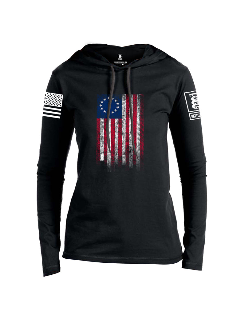 Battleraddle Thirteen Colonies Flag Women Cotton Thin Cotton Lightweight Hoodie