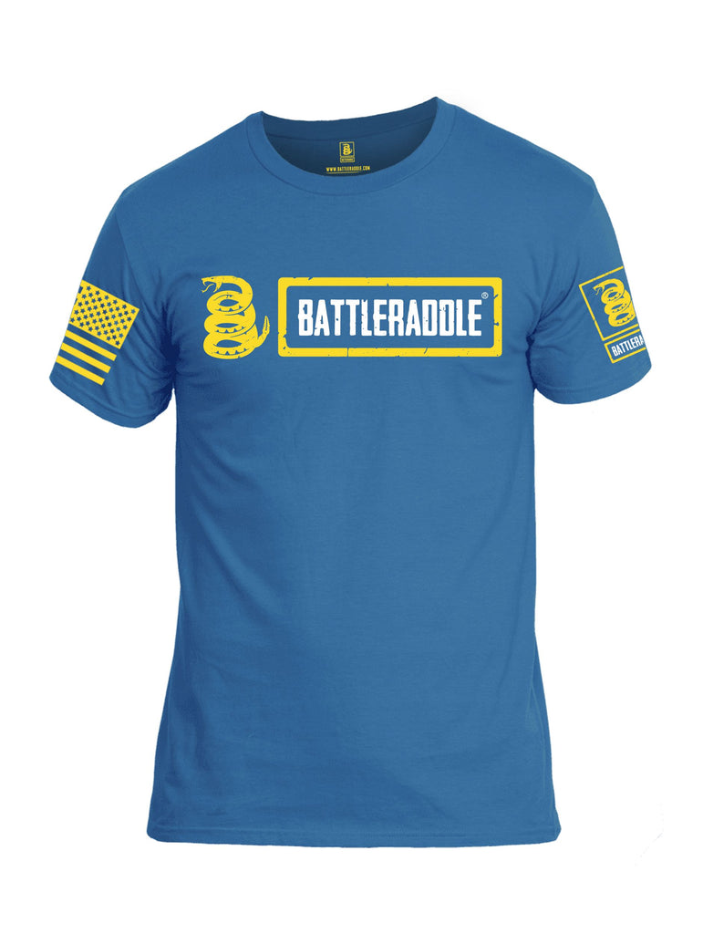 Battleraddle Original Design Logo  Yellow Sleeves Men Cotton Crew Neck T-Shirt