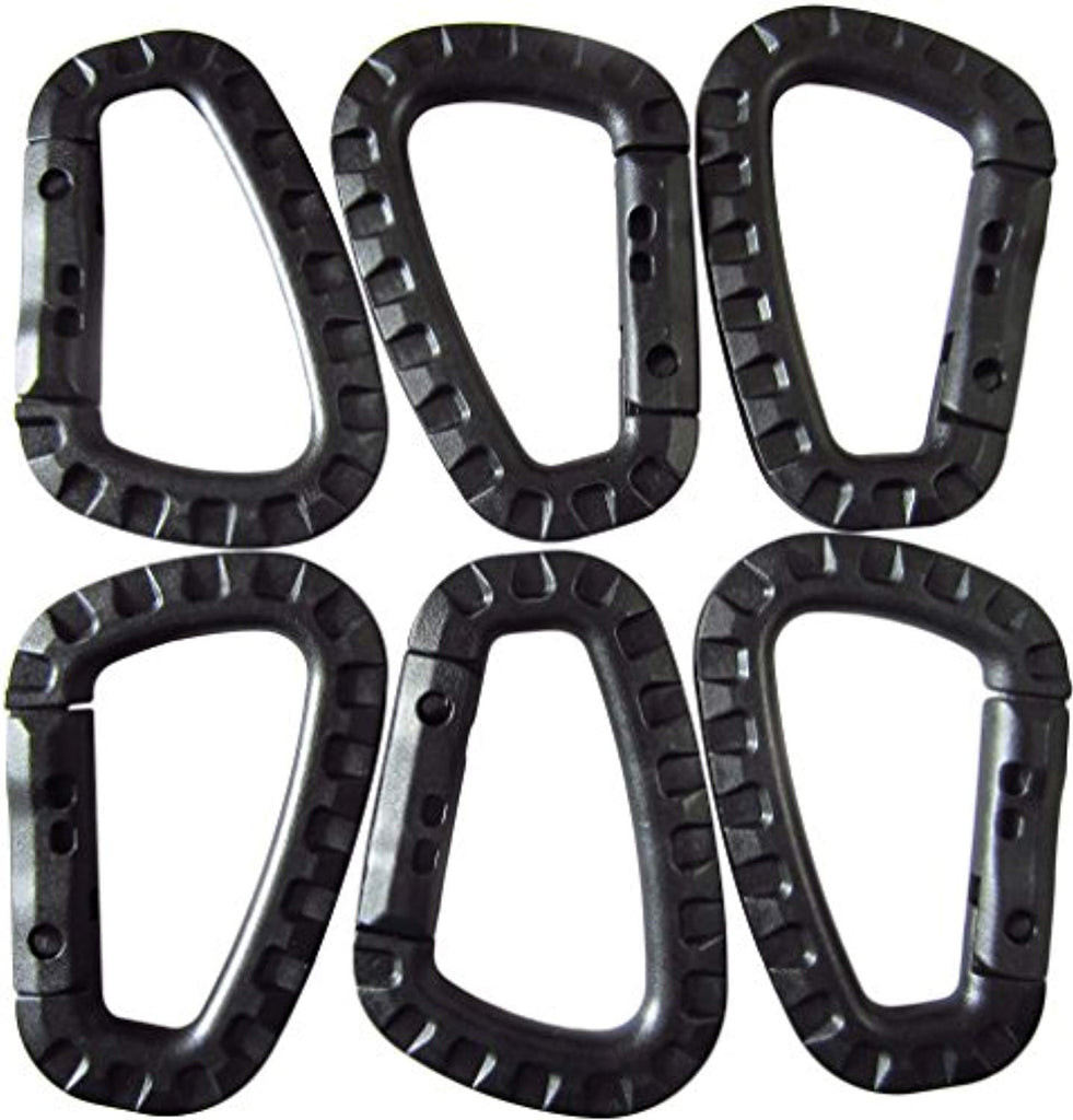 Battleraddle Black Tactical Carabiner Keychain Polymer Climb D Rings Light Weight Snap Buckle