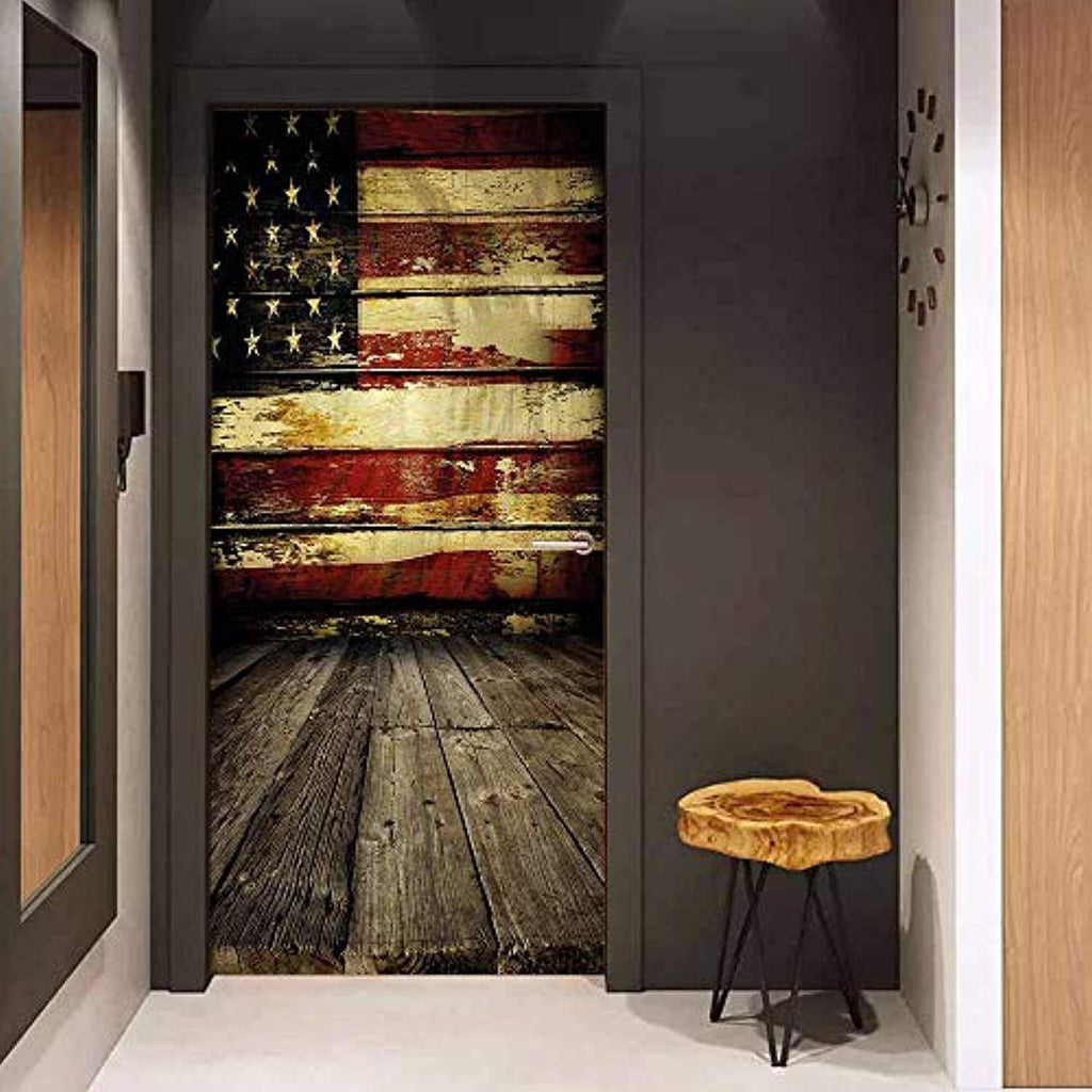 Battleraddle Vintage American Flag on Wooden Planks Wall Background Decor shirt|custom|veterans|DSI