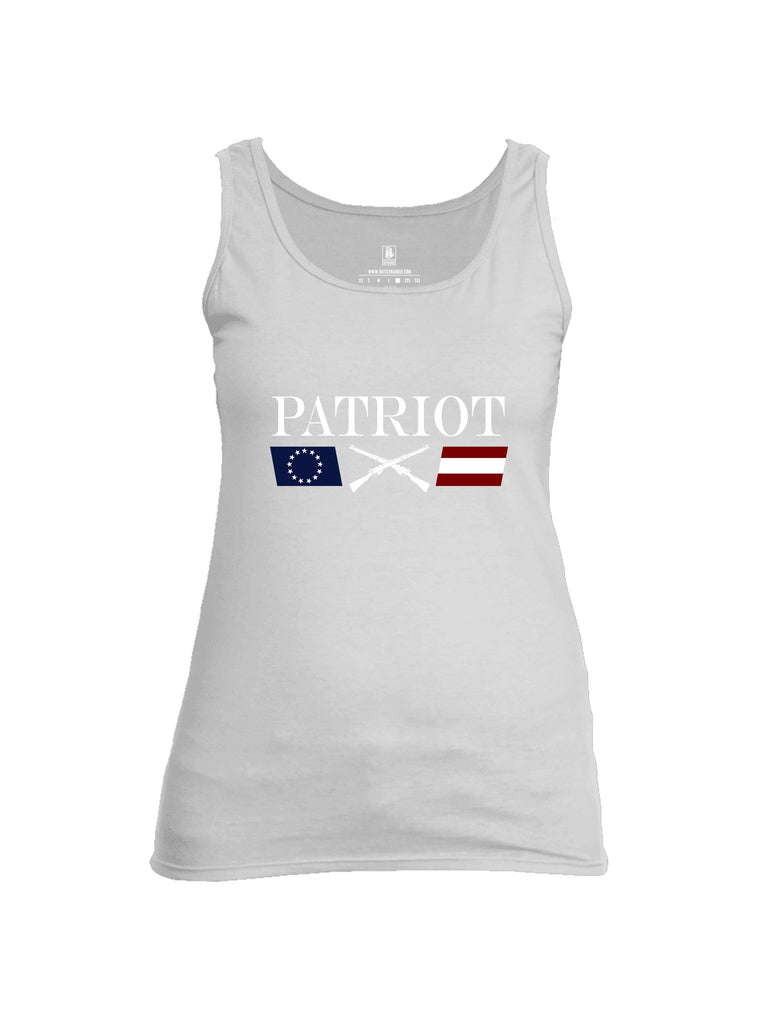 Battleraddle Patriot Rifle Flag White {sleeve_color} Sleeves Women Cotton Cotton Tank Top