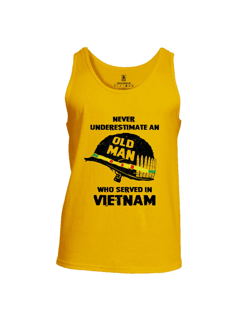 Battleraddle Never Underestimate An Old Man Who Served In Vietnam Black Sleeves Men Cotton Cotton Tank Top