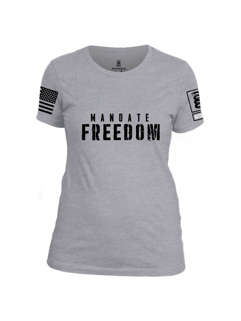 Battleraddle Mandate Freedom Black Sleeves Women Cotton Crew Neck T-Shirt