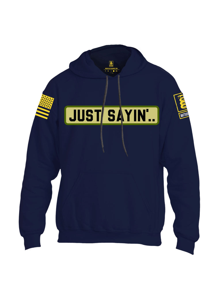 Battleraddle Just Sayin Yellow Sleeves Uni Cotton Blended Hoodie With Pockets